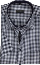ETERNA comfort fit overhemd - poplin met korte mouw - blauw met wit geruit (contrast) - Strijkvrij - Boordmaat: 43