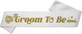 Sash Groom to Be blanc avec lettres dorées - enterrement de vie de jeune fille - ceinture - marié - marié