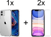 iParadise iPhone 11 hoesje shock proof case transparant cover hoes hoesjes - 2x iphone 11 screenprotector screen protector