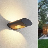 Lucande - LED wandlamp buiten - 1licht - drukgegoten aluminium, kunststof - H: 6.9 cm - donkergrijs - Inclusief lichtbron