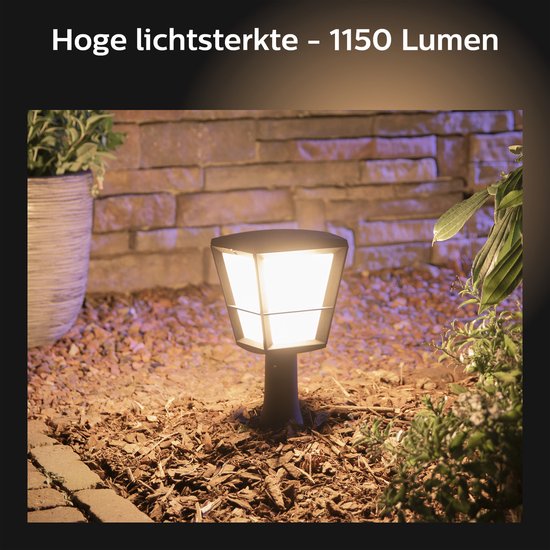 Philips Hue Econic Sokkellamp Buiten - Wit En Gekleurd Licht, IP44, Slimme Verlichting, Zwart