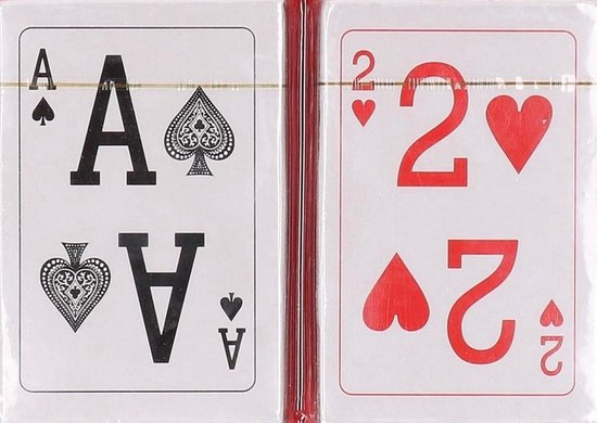 Afbeelding van het spel 2 Pakjes Kaarten met extra grote cijfers en letters - bridge kaarten - poker -  speelkaarten voor ouderen senioren en slechtzienden