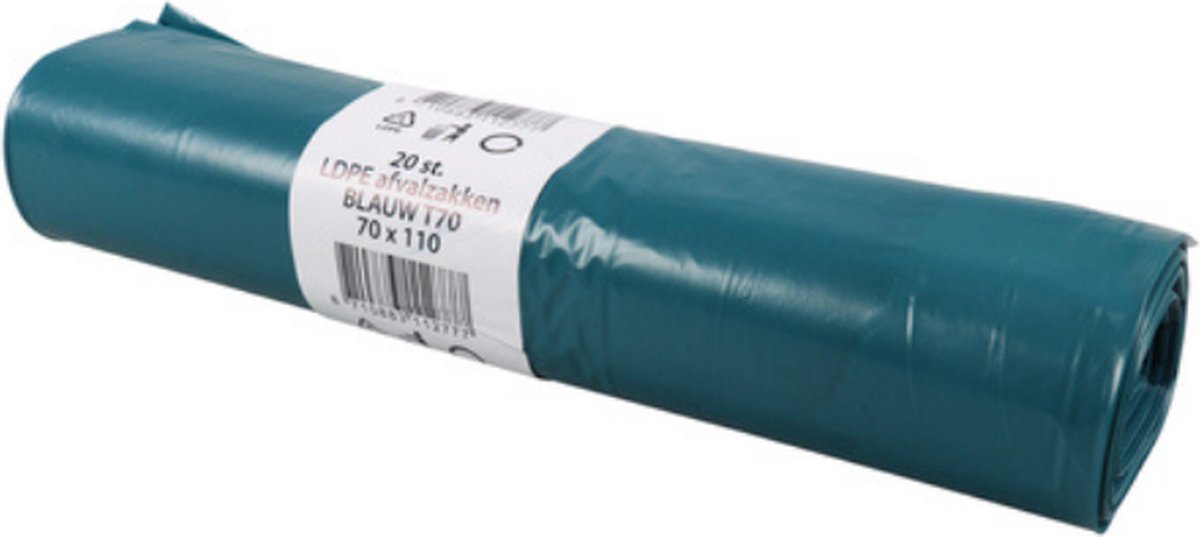 Vp. Vuilniszakken 90 x 110 cm Blauw 10 Stuks