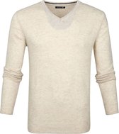 Suitable - Lamswol Pullover V-Hals Beige - Heren - XL - Modern-fit - Mannen trui van Wol