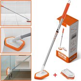 Vloerschrobber - Bad Tegel Borstel Scrubber - met 107cm Verstelbaar Lange - voor Reiniging Badkamer Keuken Keramische Tegel - oranje -Moederdag cadeautje