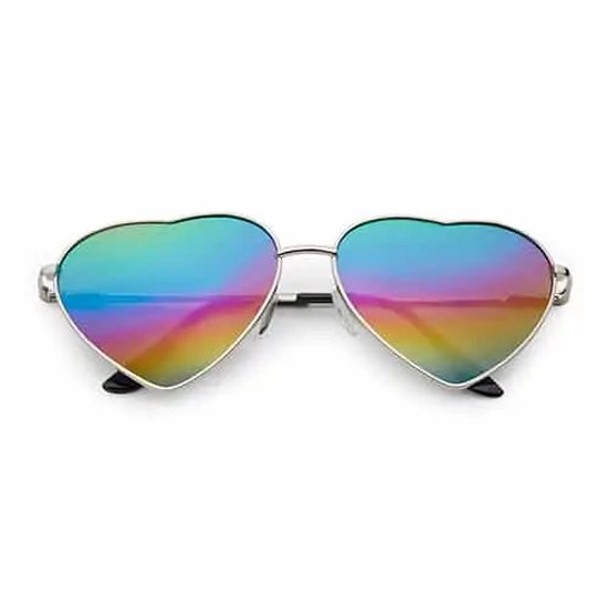 Freaky Glasses® Hartjes dames zonnebril - Pride zonnebril - regenboog spiegel lenzen - Merkloos