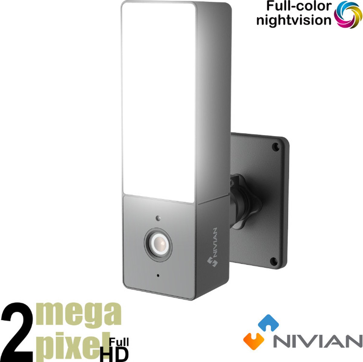 Nivian Buitenlamp Met Camera - Wifi Camera - IPC-L1 - SD-kaart Slot - Microfoon & Speaker - Witte LEDs - Beveiligingscamera - Buiten Camera