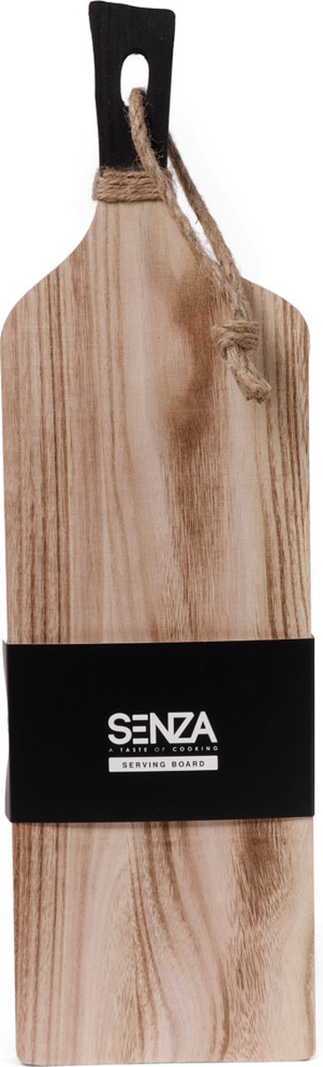 SENZA Borrelplank Met Handvat - Tapasplank - Paulownia Hout - Zwart hout - 58 x 17 CM
