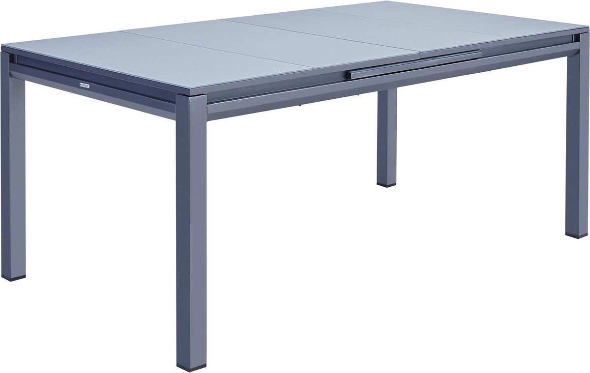 NATERIAL - uitschuifbare tuintafel ODYSSEA - uitschuifbare tafel voor 6 tot 8 personen - 180/240x100cm - eettafel - met glazen blad - aluminium - antraciet