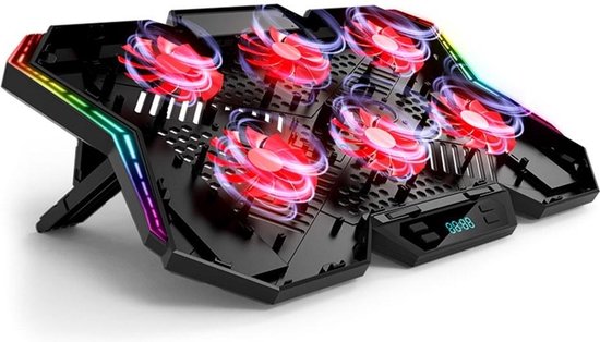 Foto: Rgb fan laptop cooler en verhoger standaard met cooling pad houder en koeler met ventilator tot 17 inch 6 ventilatoren