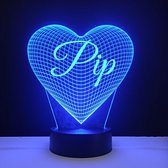 Lampe LED 3D - Coeur Avec Nom - Pip