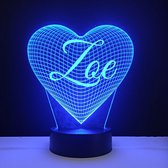 3D LED Lamp - Hart Met Naam - Zoe