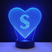 3D LED Lamp - Hart Met Letter - S