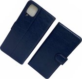 Samsung Galaxy A22 4G Blauw Portemonnee hoesje met pasjes - Boek beschermend Telefoonhoesje 2x Gratis Screen Protector