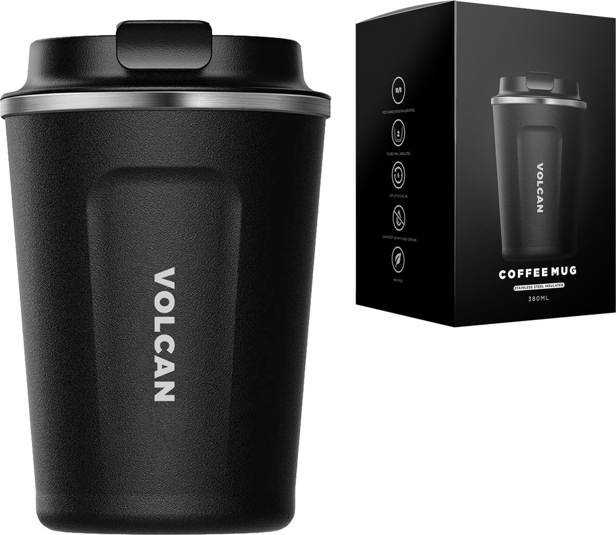 Koffiebeker To Go Thermosbeker Lekvrij RVS & Dubbelwandig