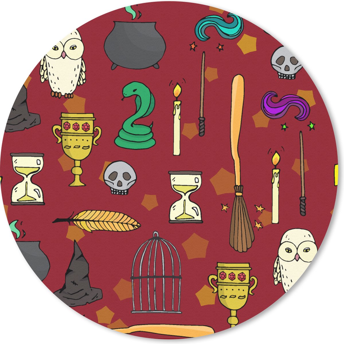 Muismat rond 20x20 cm - Mousepad Tiener - Uil - Slang - Patronen - Ronde muismatten