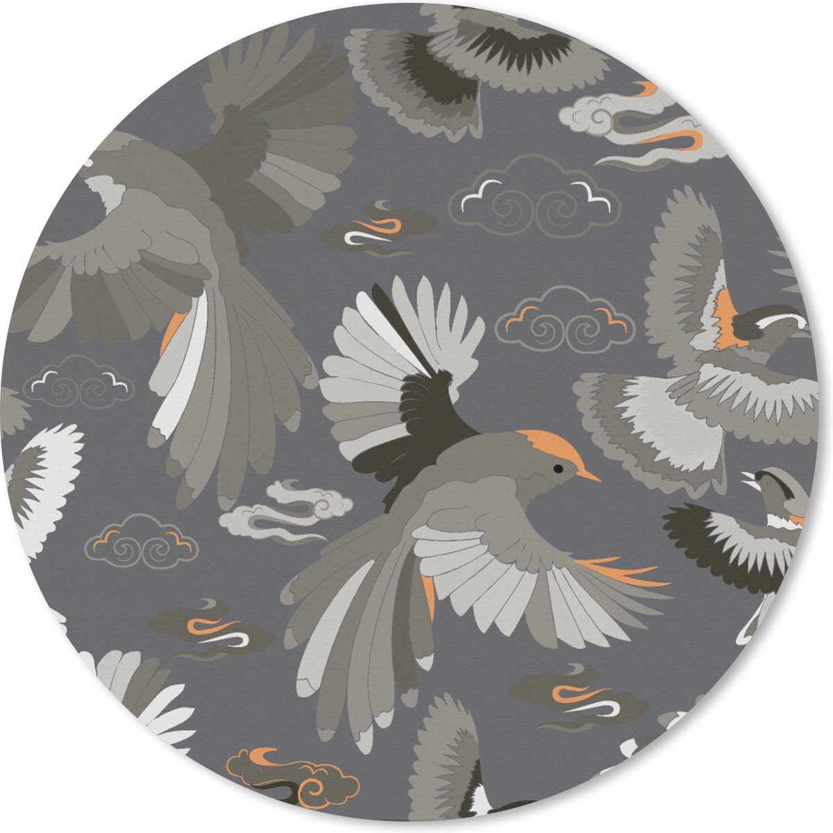Muismat rond 40x40 cm - Mousepad Vogel - Patroon - Wolken - Ronde muismatten