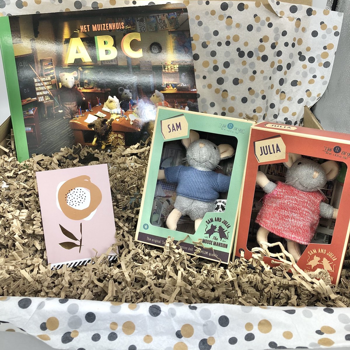 Het Muizenhuis Kraampakket - Boek ABC - Knuffel Julia - Knuffel Sam - Cadeaupakket - Kinderen - Kidscadeau - Verjaardag