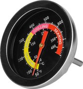 Krumble Barbecuethermometer - BBQ - Vleesthermometer - Kookthermometer - Keukenthermometer - Temperatuur meter RVS - Tot 400 graden - Geschikt voor Weber & Houtskoolbarbecues - 5 x 5 x 5,5 cm (lxbxh) - Zwart en zilver