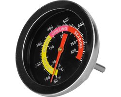 Krumble Barbecuethermometer - BBQ - Vleesthermometer - Kookthermometer - Keukenthermometer - Temperatuur meter RVS - Tot 400 graden - Geschikt voor Weber & Houtskoolbarbecues- ø5 cm - 5 x 5 x 5,5 cm (lxbxh) - Zwart en zilver