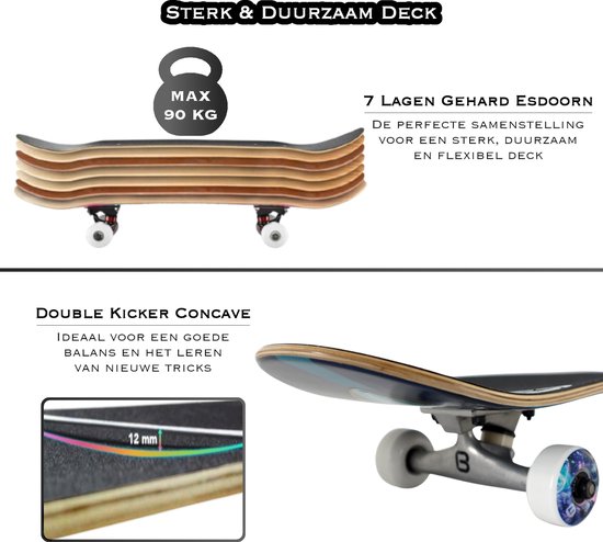 Big Bang Boards® PUP SERIES Rocket Edition – Skateboard – Skateboard Jongens – Skateboard Meisjes – Skateboard Kinderen & Volwassenen – Deck – Skate