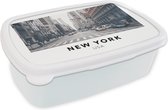 Broodtrommel Wit - Lunchbox - Brooddoos - New York - Weg - Auto - 18x12x6 cm - Volwassenen