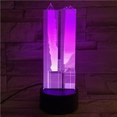 3D Led Lamp Met Gravering - RGB 7 Kleuren - Twin Tower