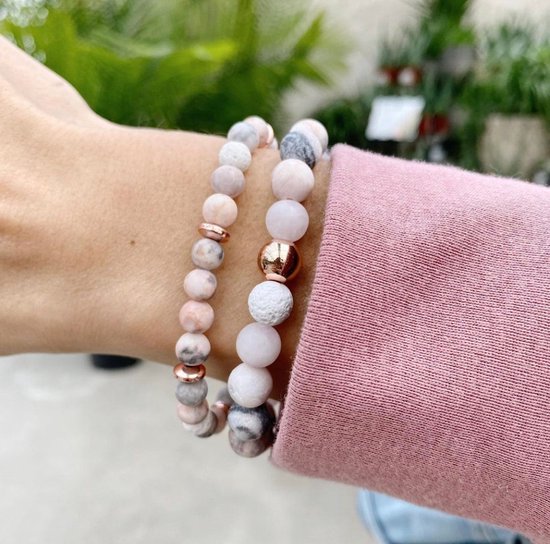 Bracelet Perles Rose Mixte de pierres naturelles dames 18,5 cm avec coffret  cadeau -... | bol.com