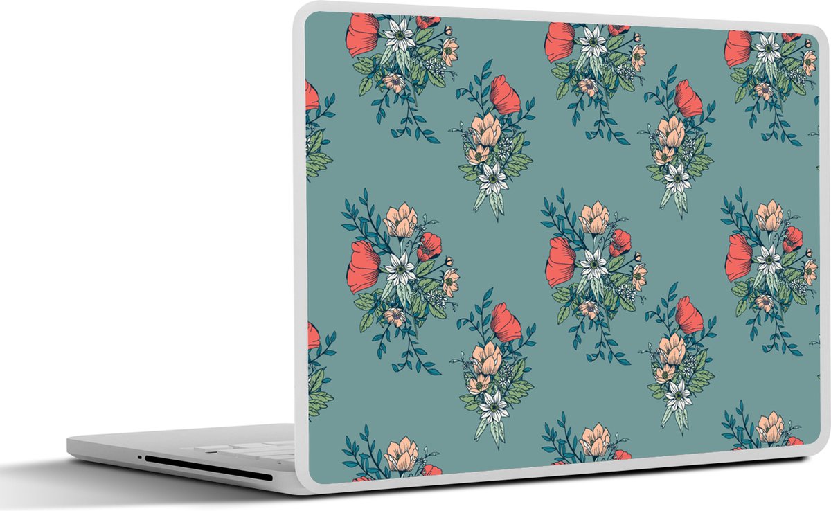 Laptop sticker - 12.3 inch - Boeket - Patronen - Bloemen - Klaproos - 30x22cm - Laptopstickers - Laptop skin - Cover