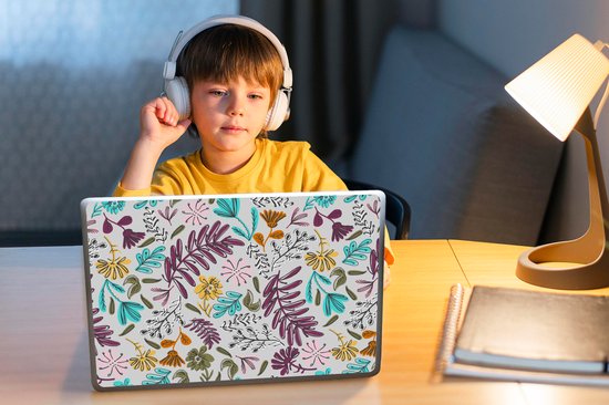 Autocollant pour ordinateur portable - 11,6 pouces - Fleurs - Feuilles - Motif - 30x21cm - Autocollants pour ordinateur portable - Peau pour ordinateur portable - Couverture