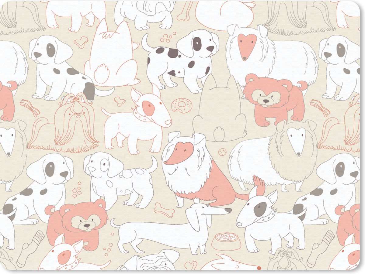 Muismat Groot - Patronen - Hond - Hondenvoer - Jongens - Meisjes - Kinderen - Kind - 40x30 cm - Mousepad - Muismat