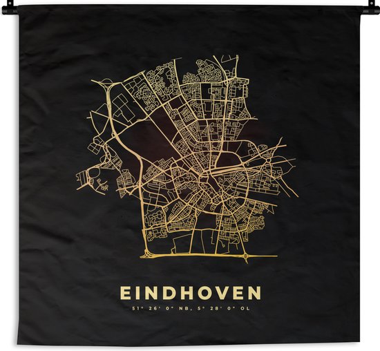 Wandkleed - Wanddoek - Eindhoven - Plattegrond - Kaart - Stadskaart - 60x60 cm - Wandtapijt