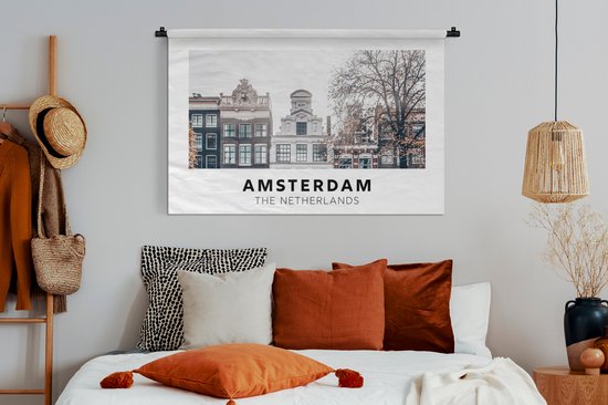 Wandkleed - Wanddoek - Nederland - Amsterdam - Huis - 150x100 cm - Wandtapijt