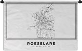 Wandkleed - Wanddoek - Kaart – Plattegrond – Stadskaart – Roeselare – België – Zwart Wit - 90x60 cm - Wandtapijt