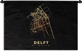 Wandkleed - Wanddoek - Delft - Stadskaart - Nederland - Plattegrond - Kaart - 60x40 cm - Wandtapijt