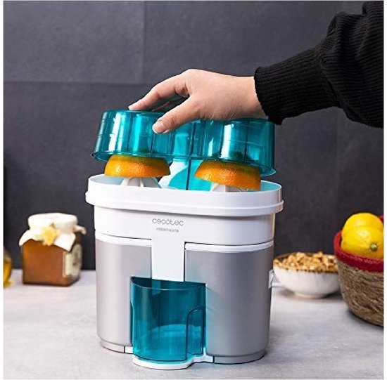 Cecotec Cecojuicer Zitrus Turboentsafter. Schneiden und Entsaften, 2 Köpfe, 500 ml Tank, BPA-frei, Einfach zu reinigen, 90 W (EssentialVita Twice White) van Cecotec — afbeelding 5