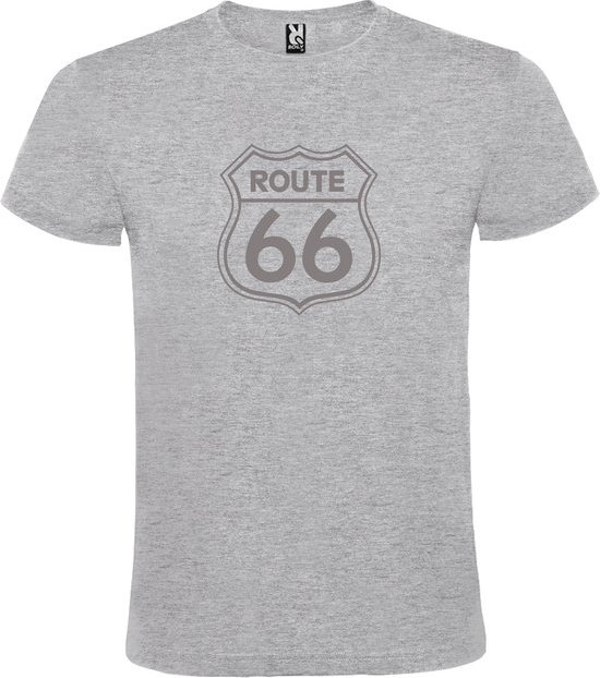 Grijs t-shirt met 'Route 66' print Zilver size M