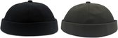 Docker Beanie Caps - Chapeau de marin en coton rétro et Chapeaux de Hip pour femmes hommes casquettes de pêcheur unisexe. 2- Set Noir, vert armée.