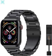 MY PROTECT® Luxe Metalen Armband Voor Apple Watch Series 1/2/3/4/5/6/7/8/SE 38/40/41mm Horloge Bandje - iWatch Schakel Polsband Strap RVS - Stainless Steel Watch Band - Zwart