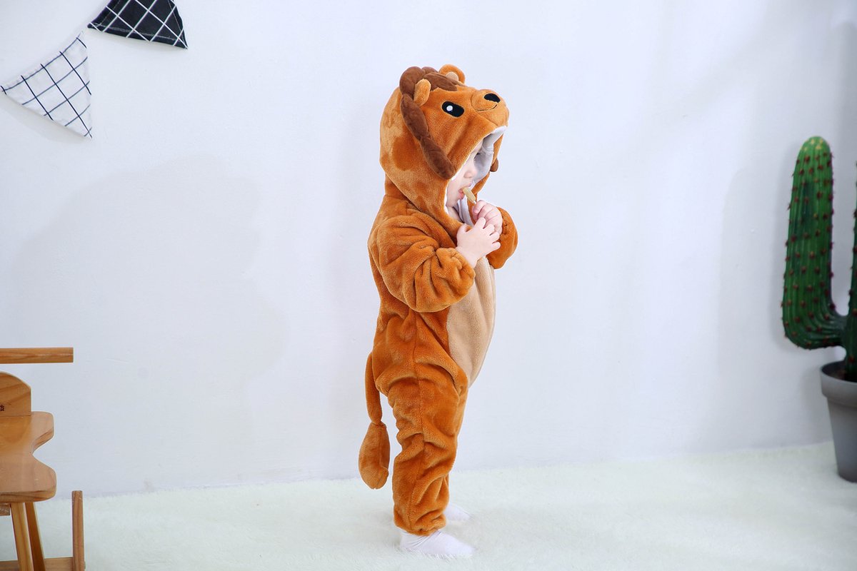 Budino® Baby Onesie - Baby Romper - Baby Pyjama - Baby Pakje - Baby Verkleedkleding - Carnavalskleding - Dier - Leeuw - Bruin — afbeelding 5