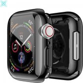 MY PROTECT Apple Watch 7/8 45mm Siliconen Bescherm Case - Apple Watch Hoesje - Screenprotector Voor Apple Watch - Bescherming iWatch - Transparant/zwart