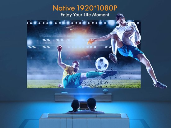 Apeman Beamer Native 1080P Full HD 4K Support - 300 Inch Projectiescherm - Mini Portable VideoProjector - Keystone-correctie - LED Levensduur 50,000 Uur voor Thuisbioscoop - Apeman