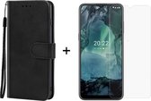 Nokia G11 / G21 wallet agenda hoesje zwart + glas screenprotector