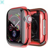 MY PROTECT - Hoesje Geschikt Voor Apple Watch 41mm Siliconen Bescherm Case - Screenprotector - Transparant/Rood