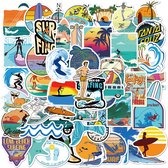 Surfing Stickers - Beach & Summer - set 50 stuks - Laptop Stickers - Stickervellen