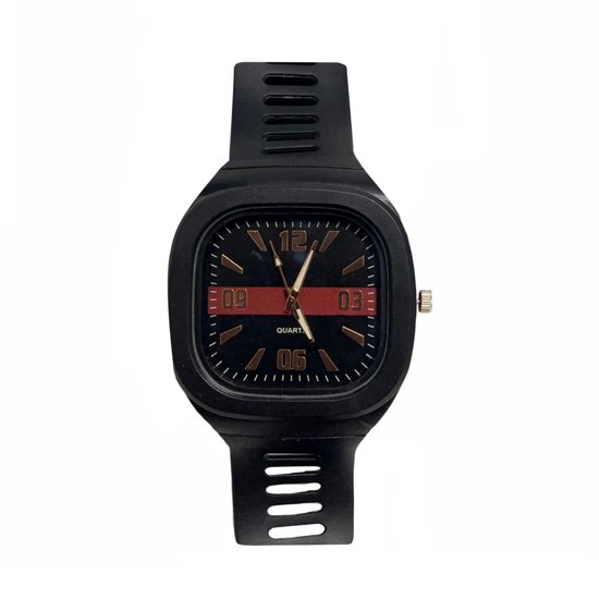 Siliconen Horloge – Zwart | Vierkant | Ø 47 mm | Fashion Favorite