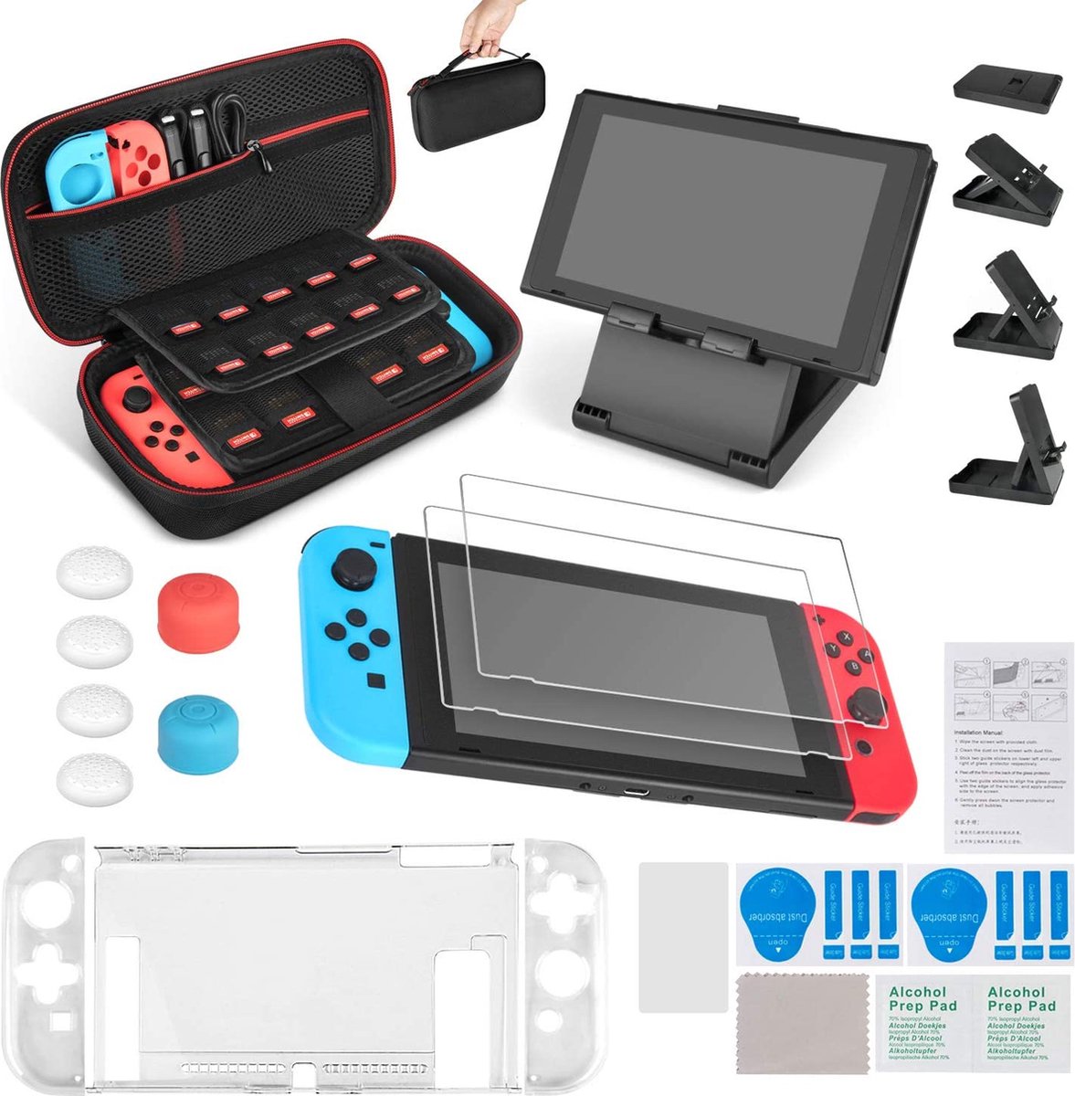 13-in-1 Nintendo Switch-accessoirekit, inclusief draagtas / doorzichtige Beschermhoes SALE
