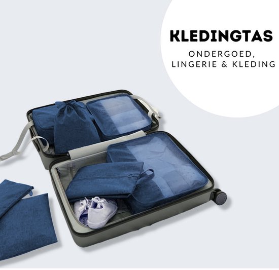 Packing Cubes met Compressierits – Mesh – 6 Delig