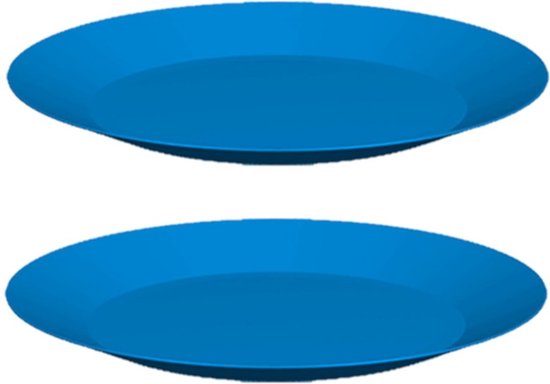 6x stuks ontbijt/diner bordjes hard kunststof 26 cm in het blauw. Outdoor servies camping/picknick/verjaardag