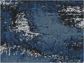 Luxe stijlvolle vintage blauwe/witte placemats van vinyl 40 x 30 cm - Antislip/waterafstotend - Stevige top kwaliteit
